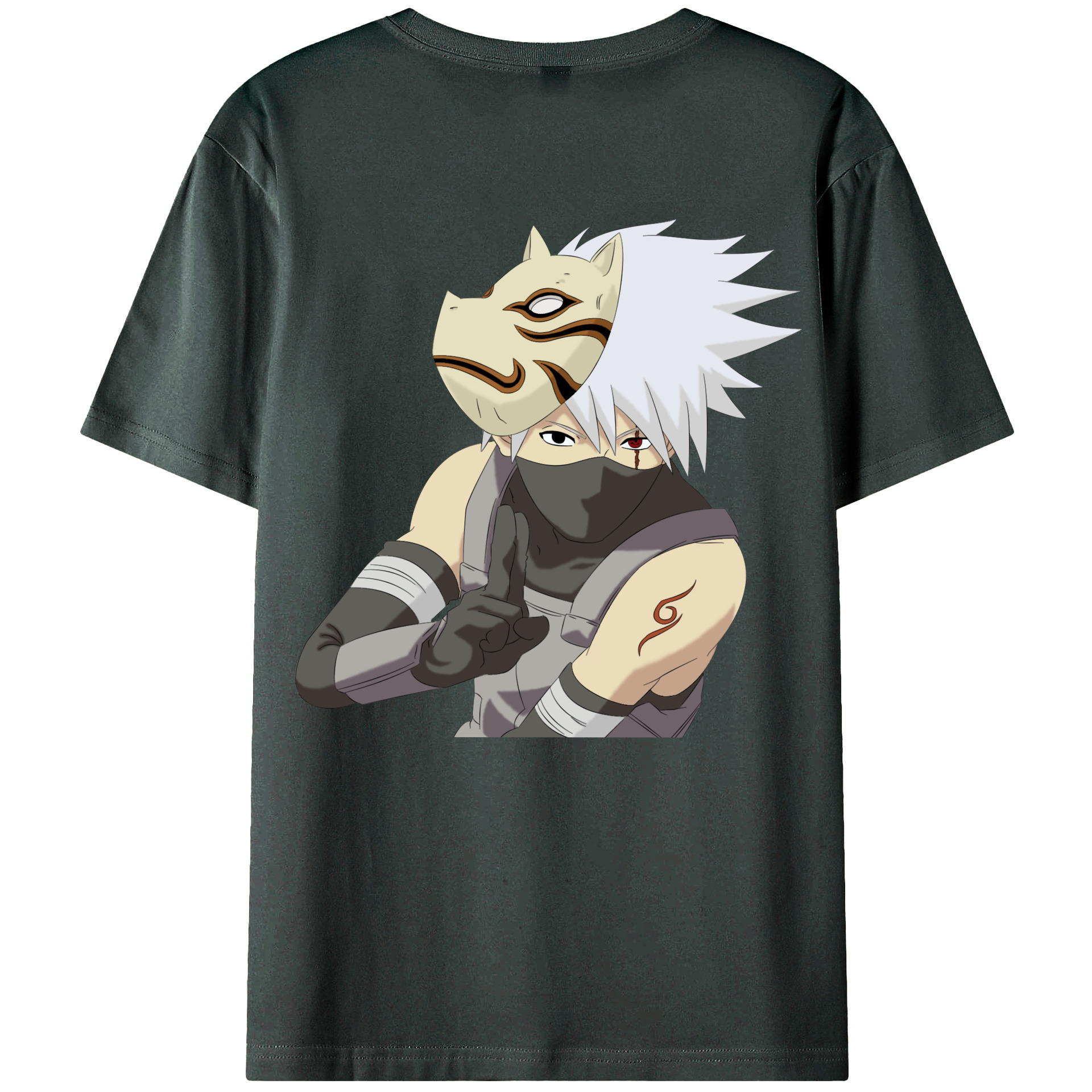 （画像用） NARUTO -ナルト- はたけ カカシ Hatake Kakashi 綿100％ メンズ半袖Tシャツ（バックプリント） 通気性